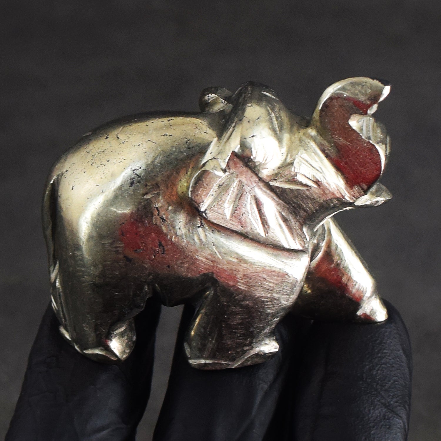 Cordial 533.00 Cts Genuine Golden Pyrite Hand Carved Crystal Premium Crystal Elephant