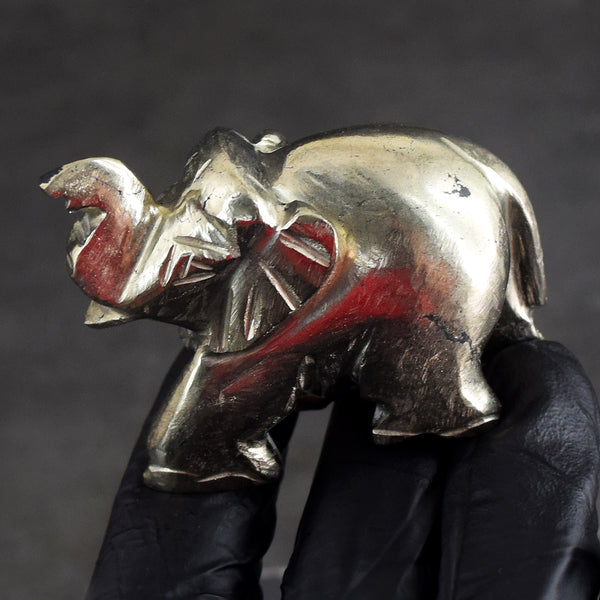 Cordial 533.00 Cts Genuine Golden Pyrite Hand Carved Crystal Premium Crystal Elephant