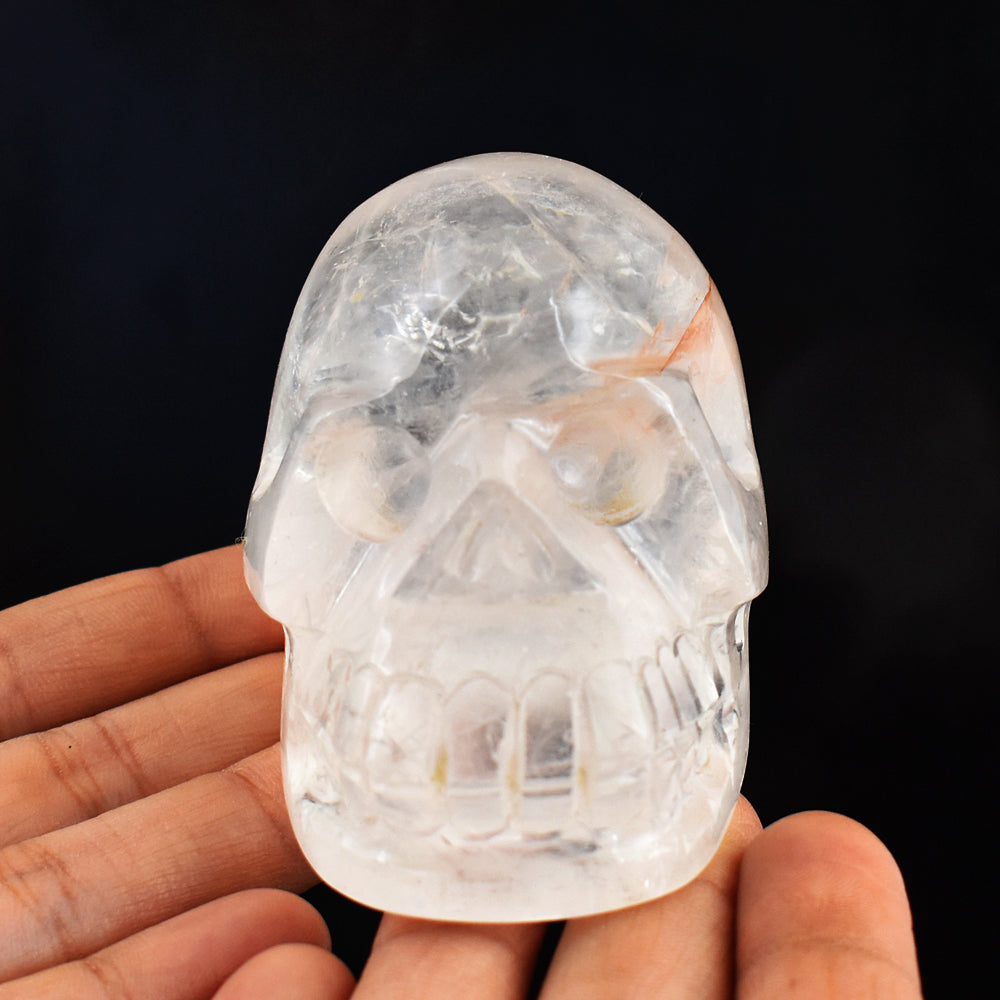 Exclusive 1266.00 Cts  Genuine  White Quartz  Hand Carved  Crystal Skull Gemstone Carving