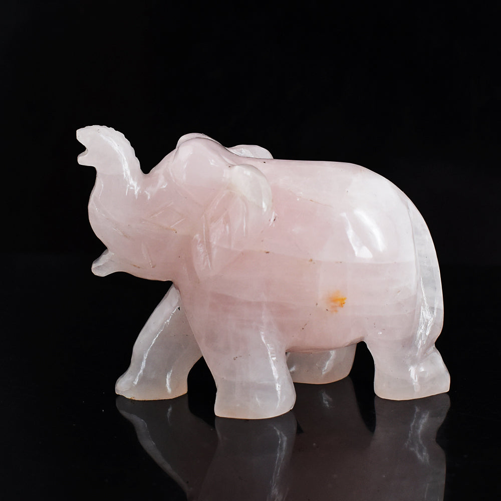 Natural 1237.00 Cts Pink Rose  Quartz   Hand Carved  Genuine Crystal Gemstone Carving Elephant