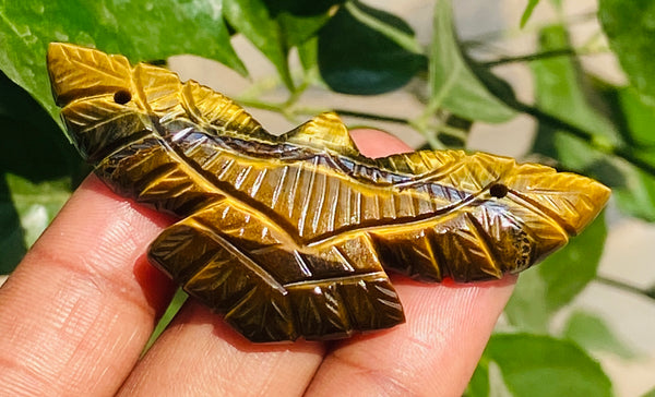 Top Grade 57.00 Cts Genuine Golden Tiger Eye Hand Carved Premium Crystal Eagle