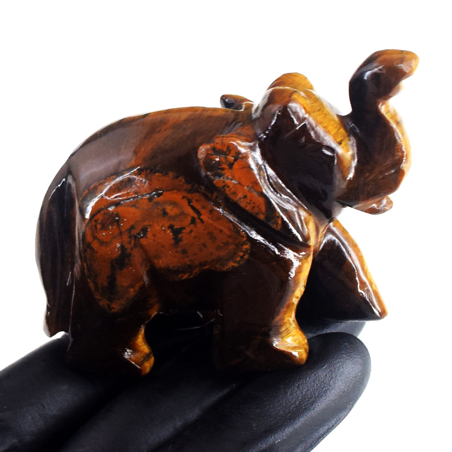 Exclusive 586.00 Cts Genuine Golden Tiger Eye Carved Premium Crystal Elephant