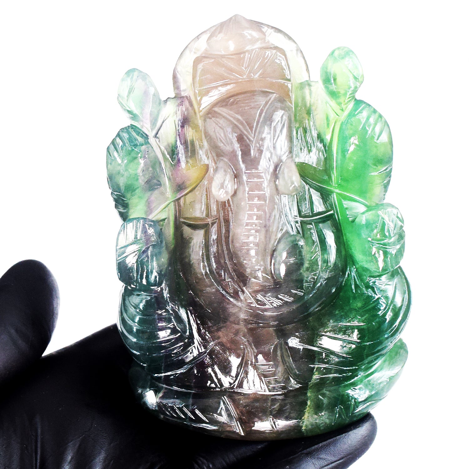 Miraculous 2218.00 Cts Genuine Multicolor Fluorite Hand Carved Premium Lord Ganesha Crystal