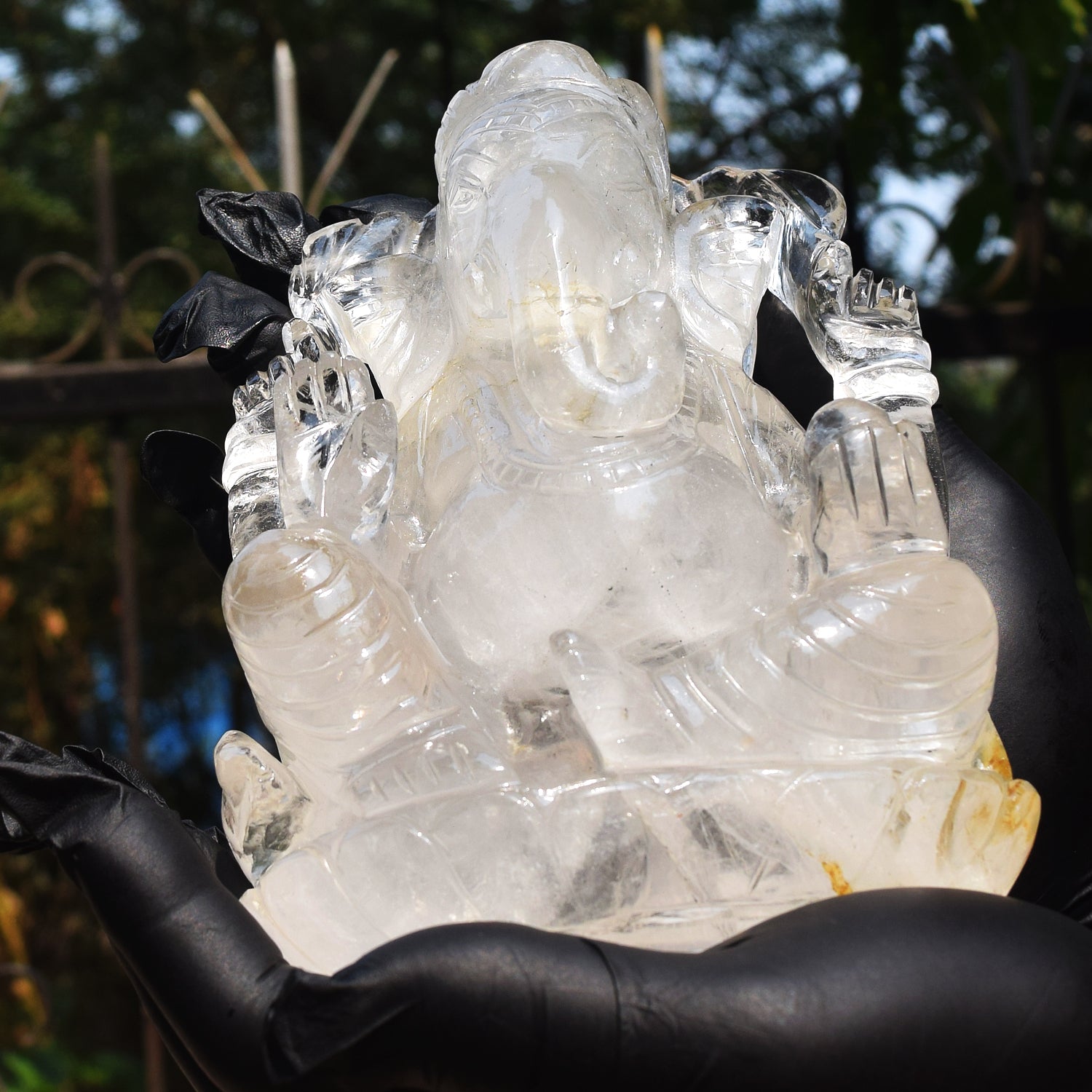 Awesome 9065.00 Cts Genuine White Quartz Hand Carved Premium Lord Ganesha crystal