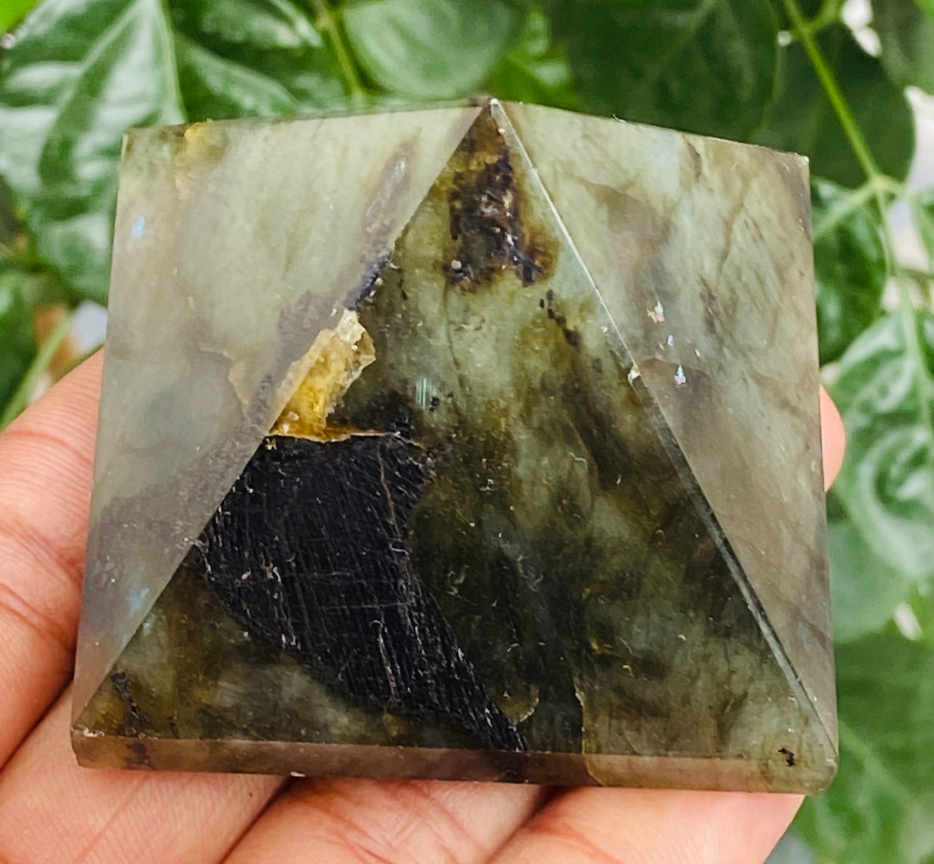 Lovely 568.00 Cts Genuine Labradorite Crystal Specimen Healing Divine Pyramid