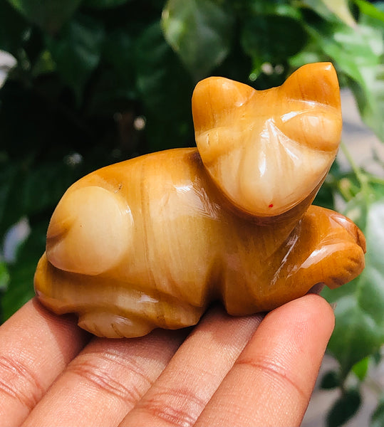 Exclusive 361.00 Cts Yellow Aventurine Hand Carved Genuine Crystal Gemstone Carving Cat 2026  Collection