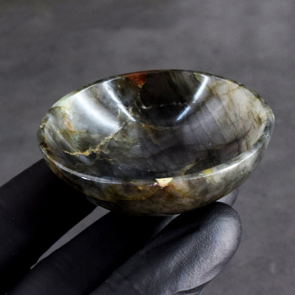 Amazing 136.00 Carats Genuine Labradorite Hand Carved  Crystal Gemstone Carving Bowl