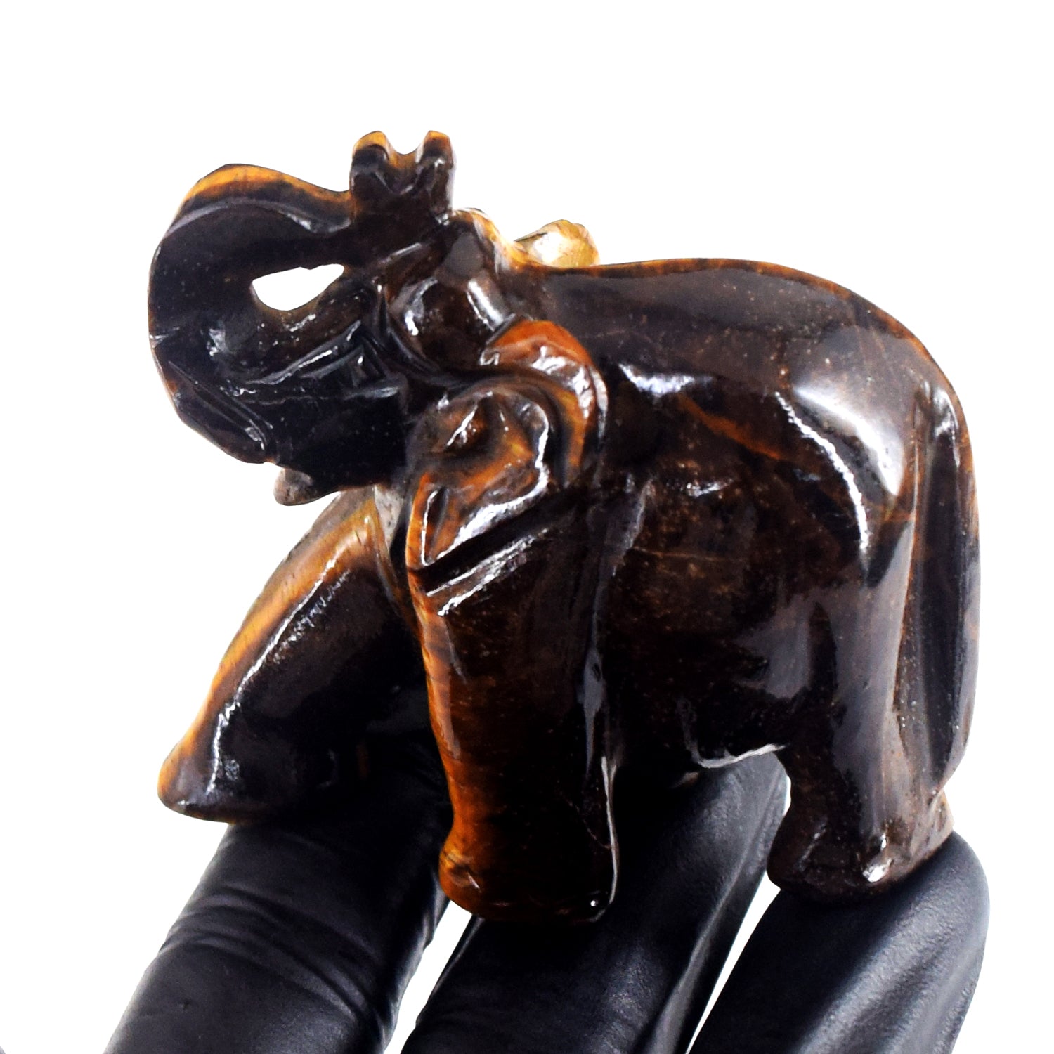 Top Best 553.00 Cts Genuine Golden Tiger Eye Crystal Carved Premium Elephant