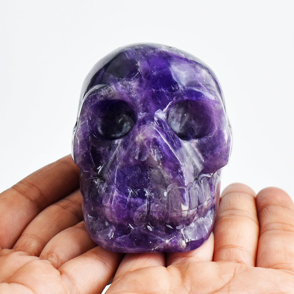 Beautiful 2191.00 Carats  Genuine Purple Amethyst Hand Carved Crystal Skull  Gemstone  Carving