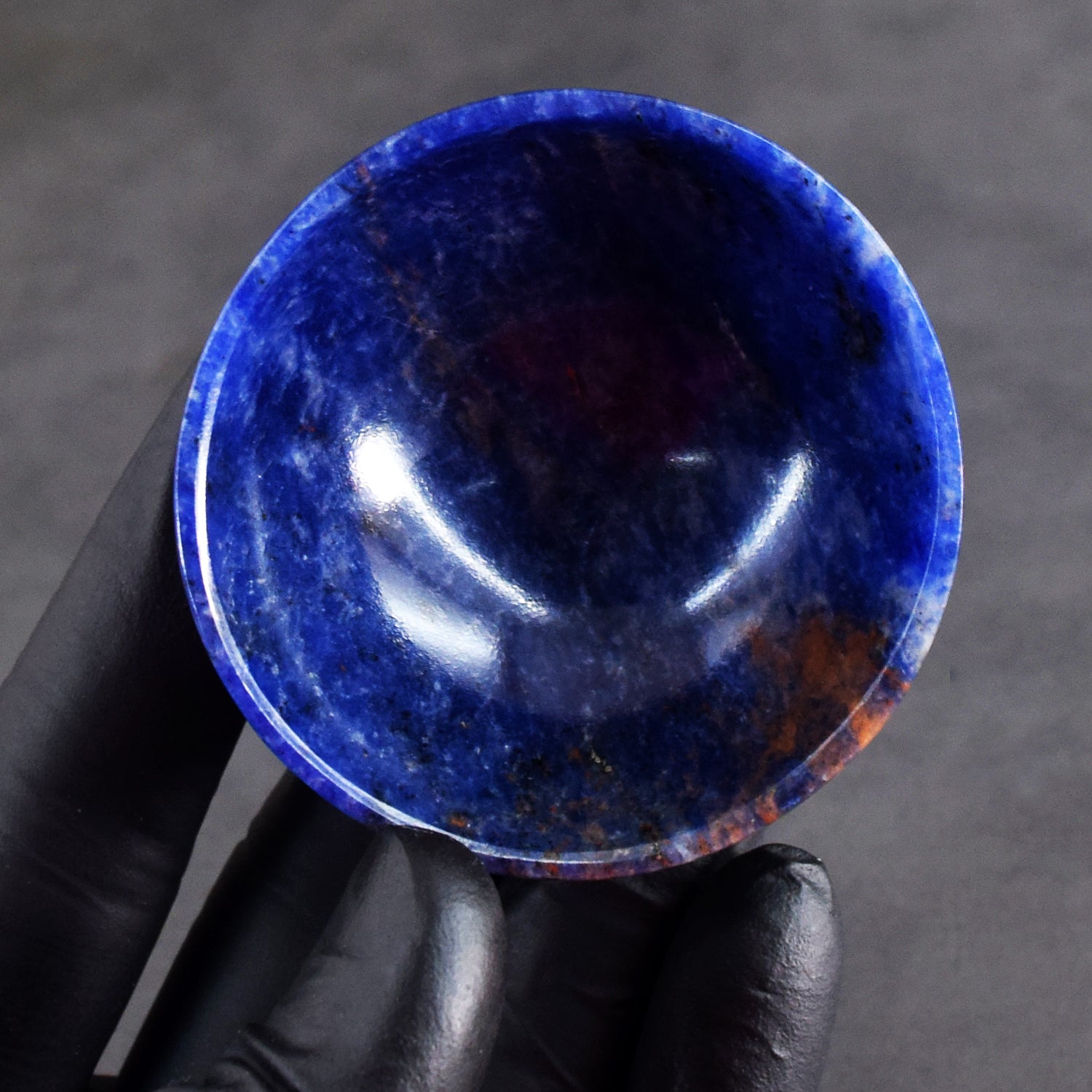Awesome 141.00 Carats Genuine Blue Sodalite Hand Carved Crystal Gemstone Carving Bowl