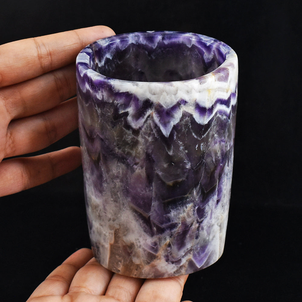 Craftsmen  2991.00 Cts Genuine Chevron Amethyst Hand Carved Crystal Gemstone Carving Glass