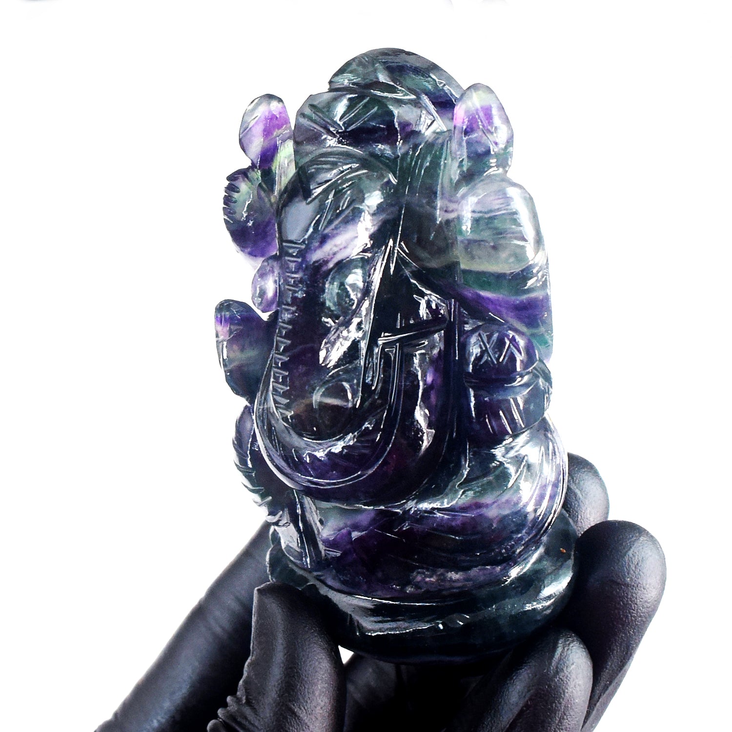 Awesome 1079.00 Cts Genuine Purple Fluorite Hand Carved Lord Ganesha Premium Crystal
