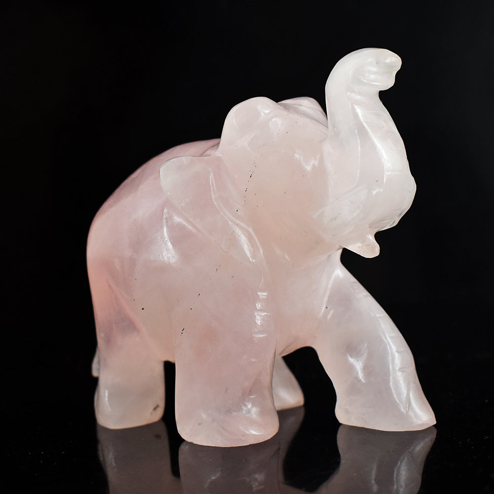 Natural 1365.00 Cts Genuine Rose Quartz Hand Carved Crystal Gemstone Carving Elephant