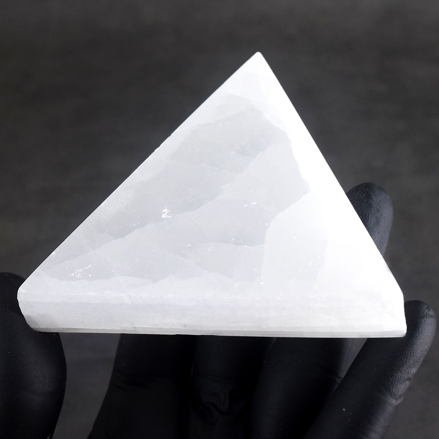 Majestic 650.00 Cts Genuine Selenite Healing Gemstone Crystal Triangle