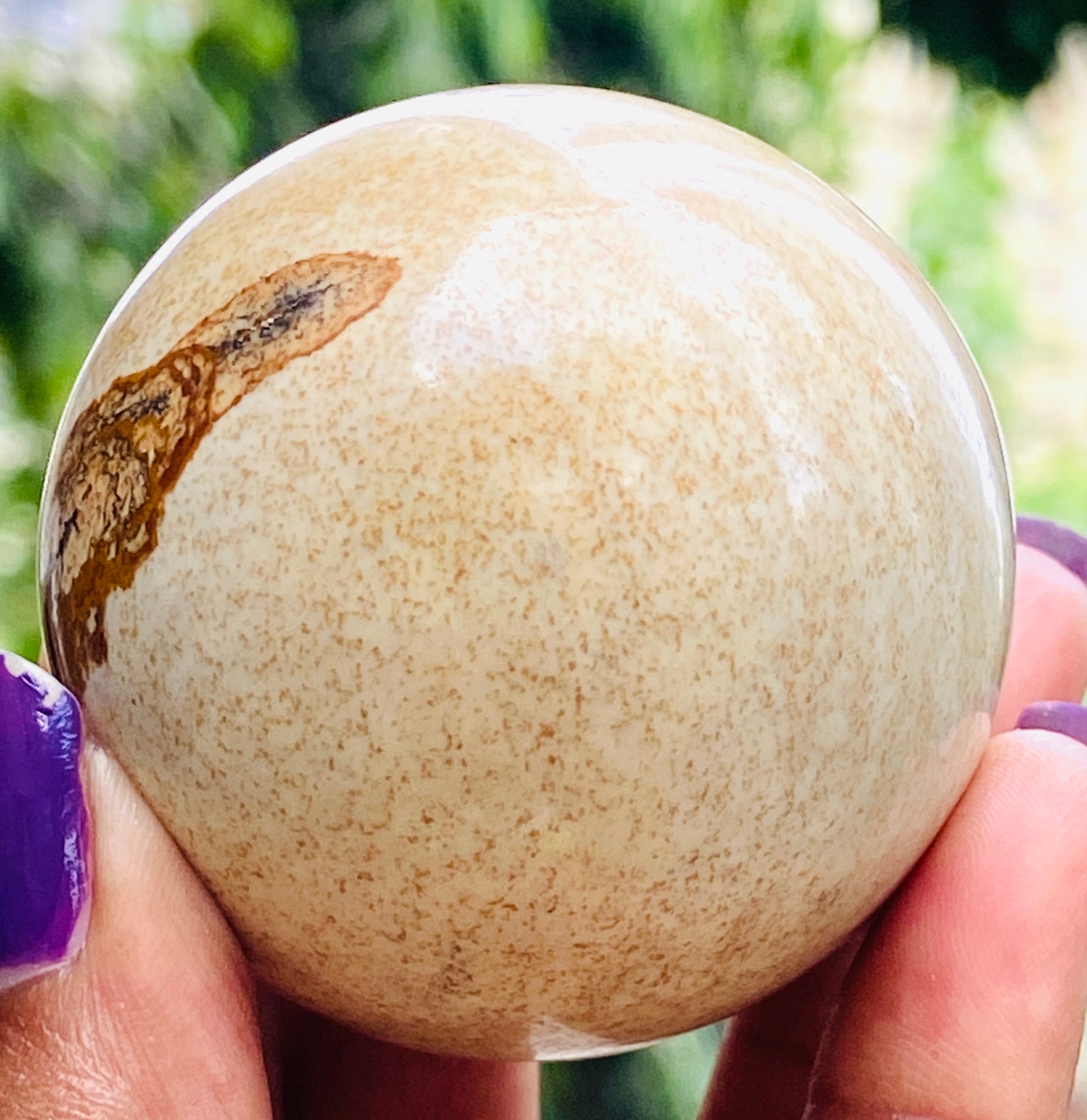 Natural 850.00 Carats Genuine Picture Jasper Hand Carved Crystal Healing Gemstone Sphere