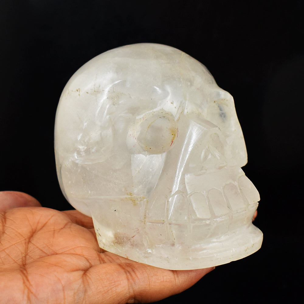 Craftsmen  2047.00 Cts  Genuine White Quartz Hand Carved Crystal Gemstone Skull Carving
