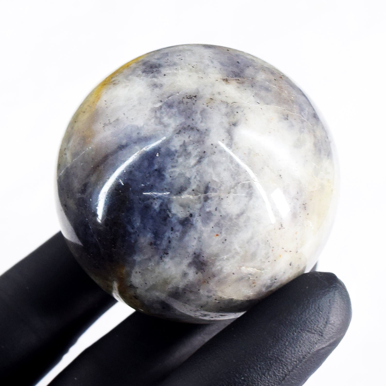 Artisian 830.00 Carats  Genuine  Blue  Iolite  Hand Carved Crystal  Healing  Gemstone  Sphere