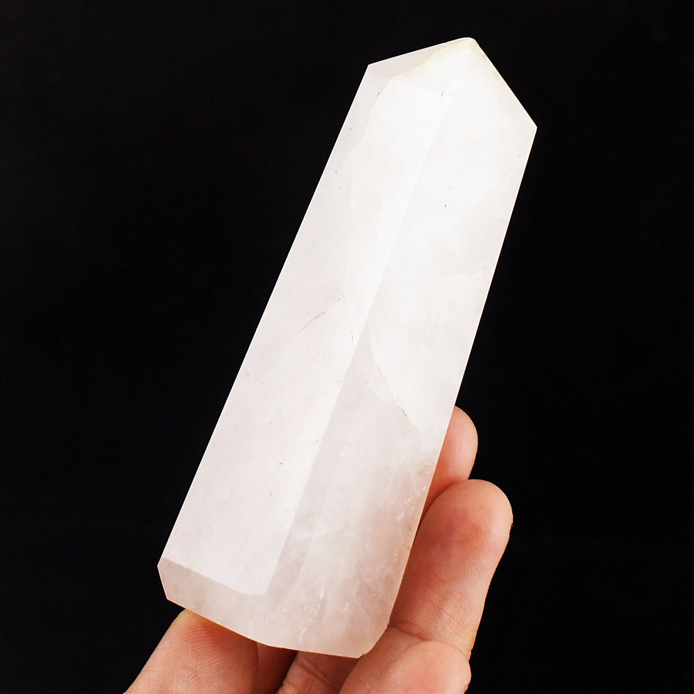 Natural 579.00 Cts Genuine Pink Rose Quartz Hand Carved Healing Gemstone Crystal Tower