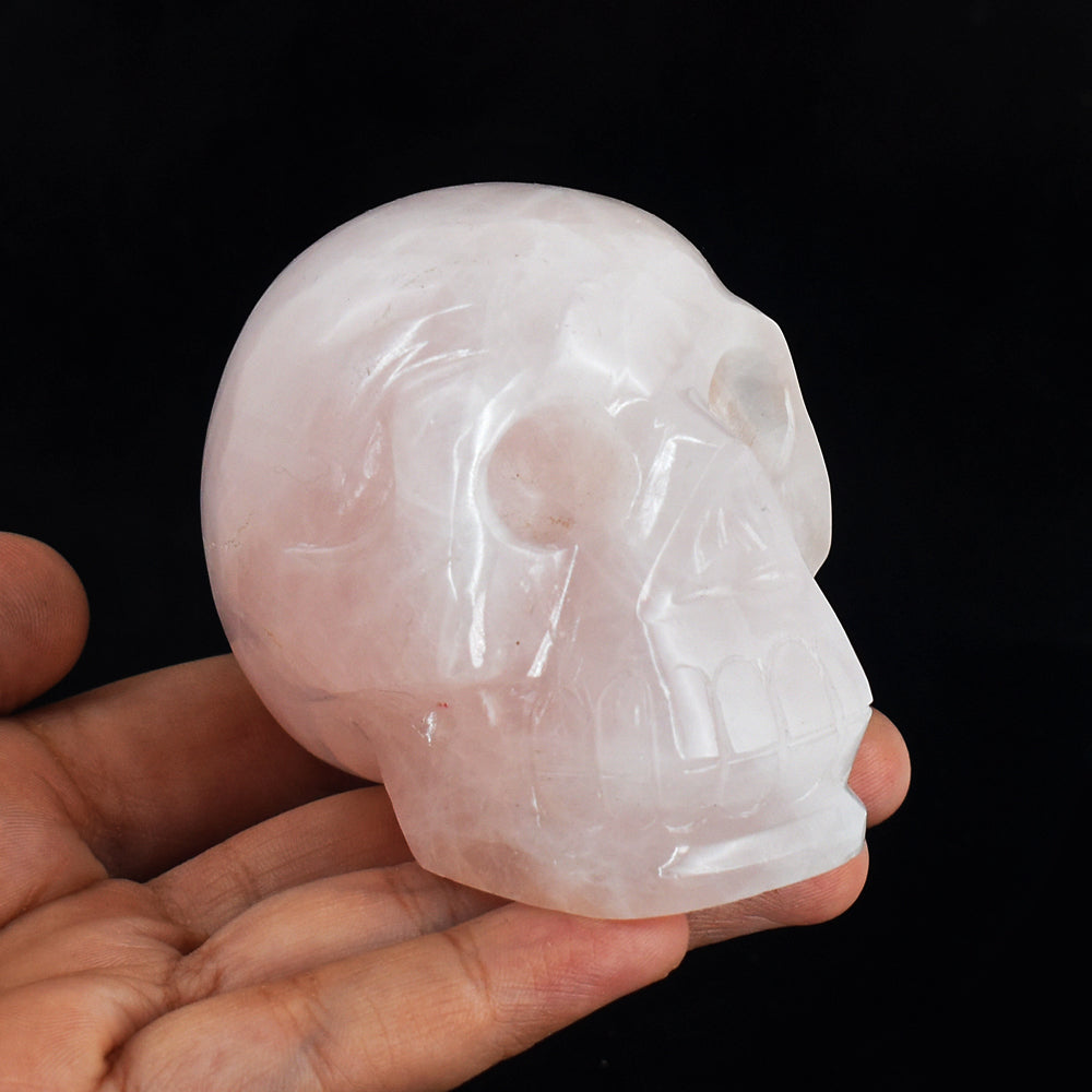 Genuine 1577.00 Cts Genuine Pink Rose Quartz  Hand Carved Crystal Gemstone Carving Skull