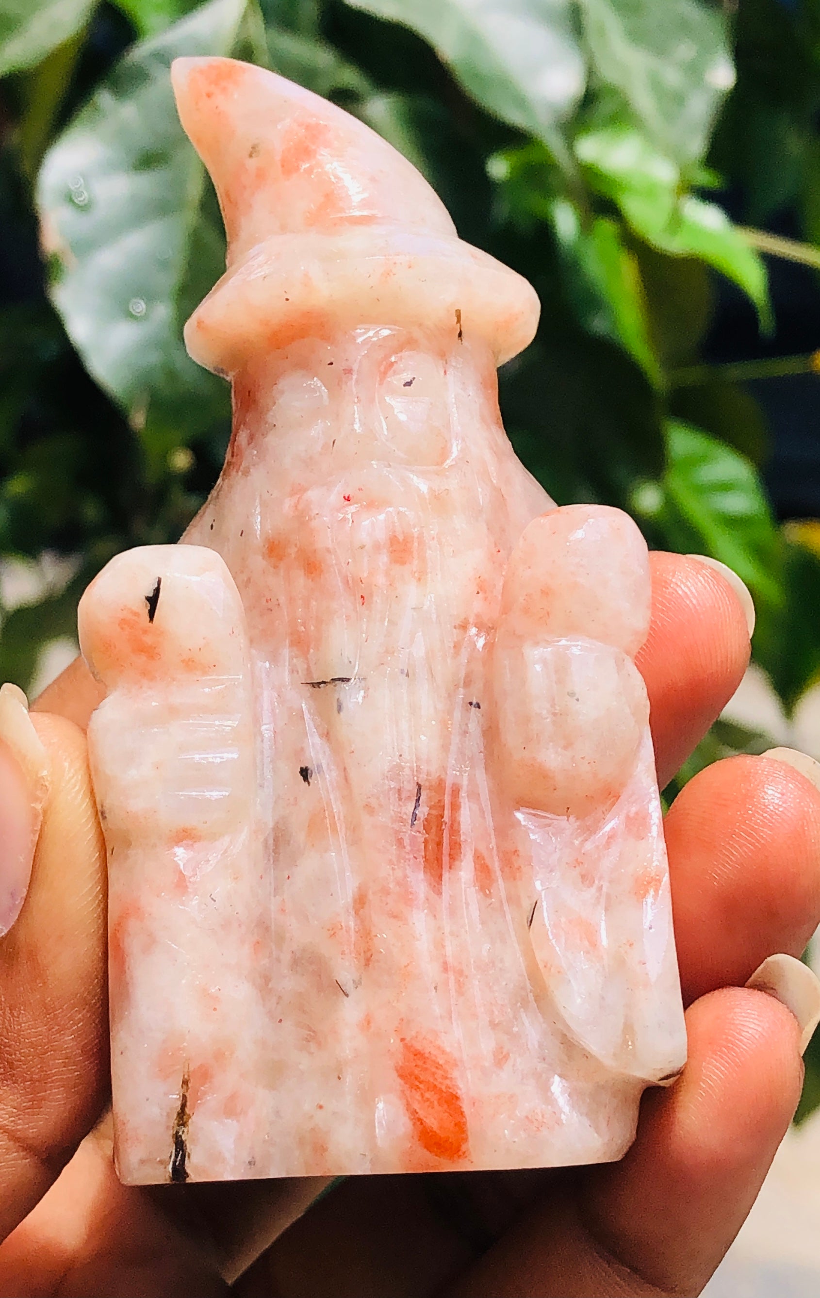 Genuine 607.00 Cts Amazing Sunstone Hand Carved Gemstone Premium Wizard Carving