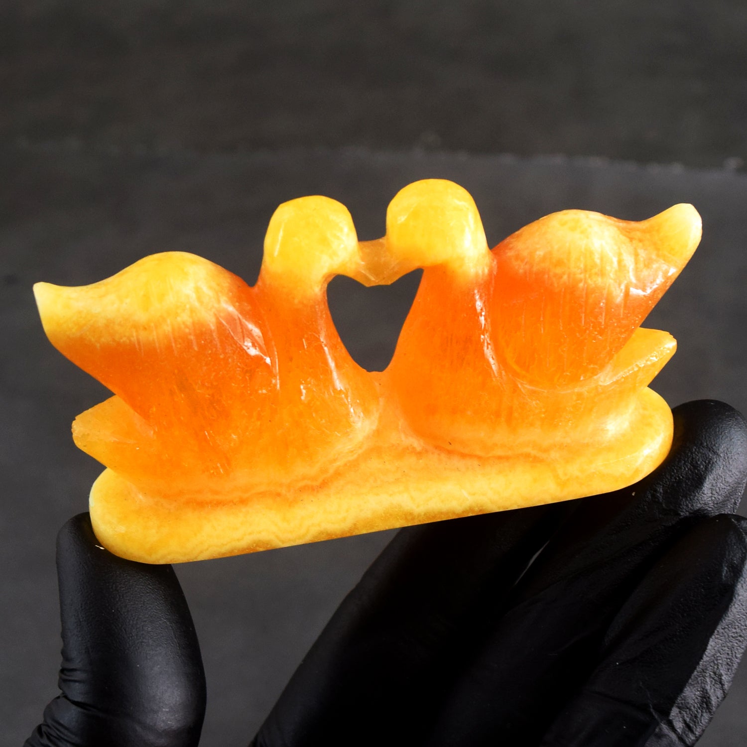 Awesome 526.00 Cts Genuine Yellow Rhodochrosite Hand Carved premium Love Swan Pair