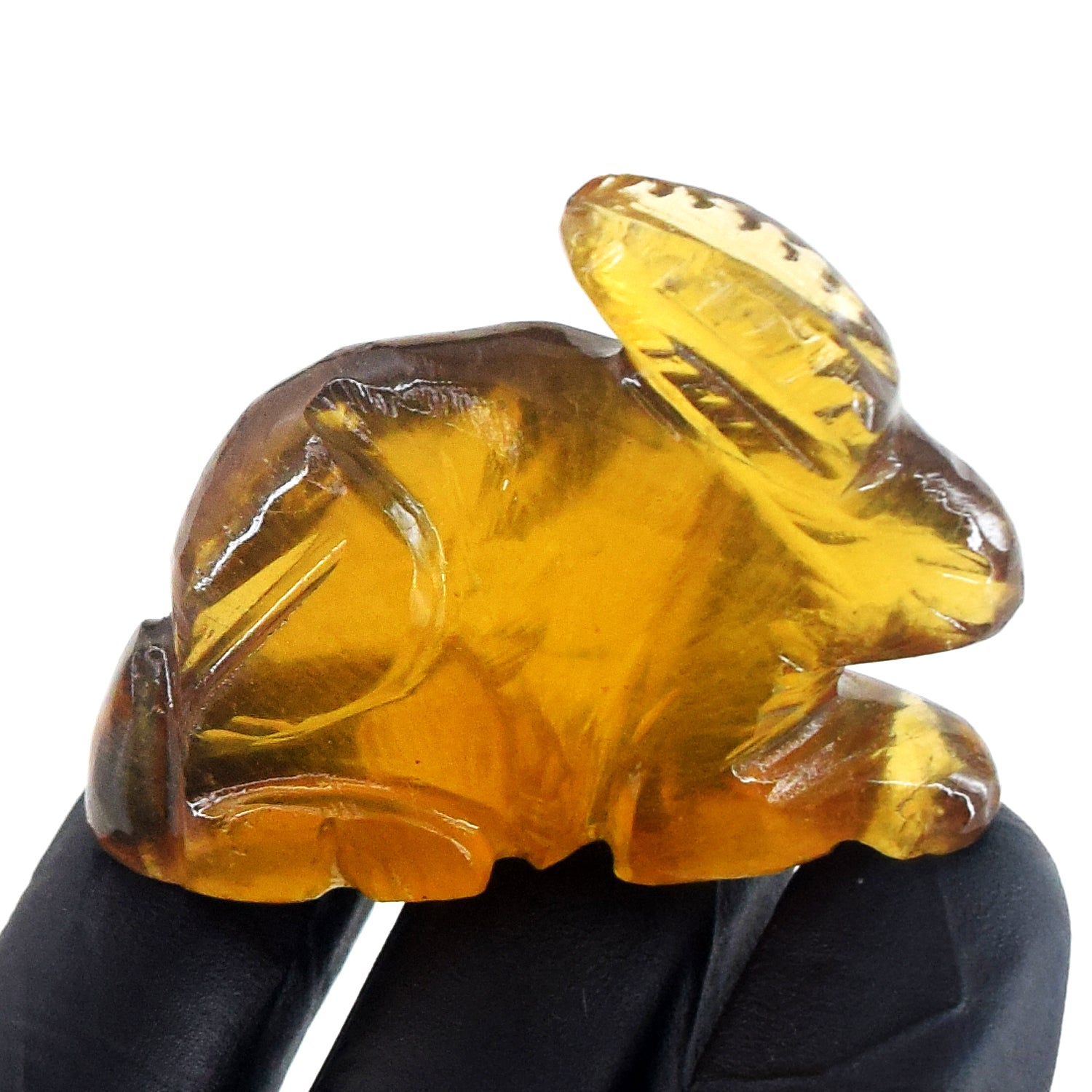 Natural 195.00 Cts Genuine Yellow Fluorite Carved Premium Crystal Bunny