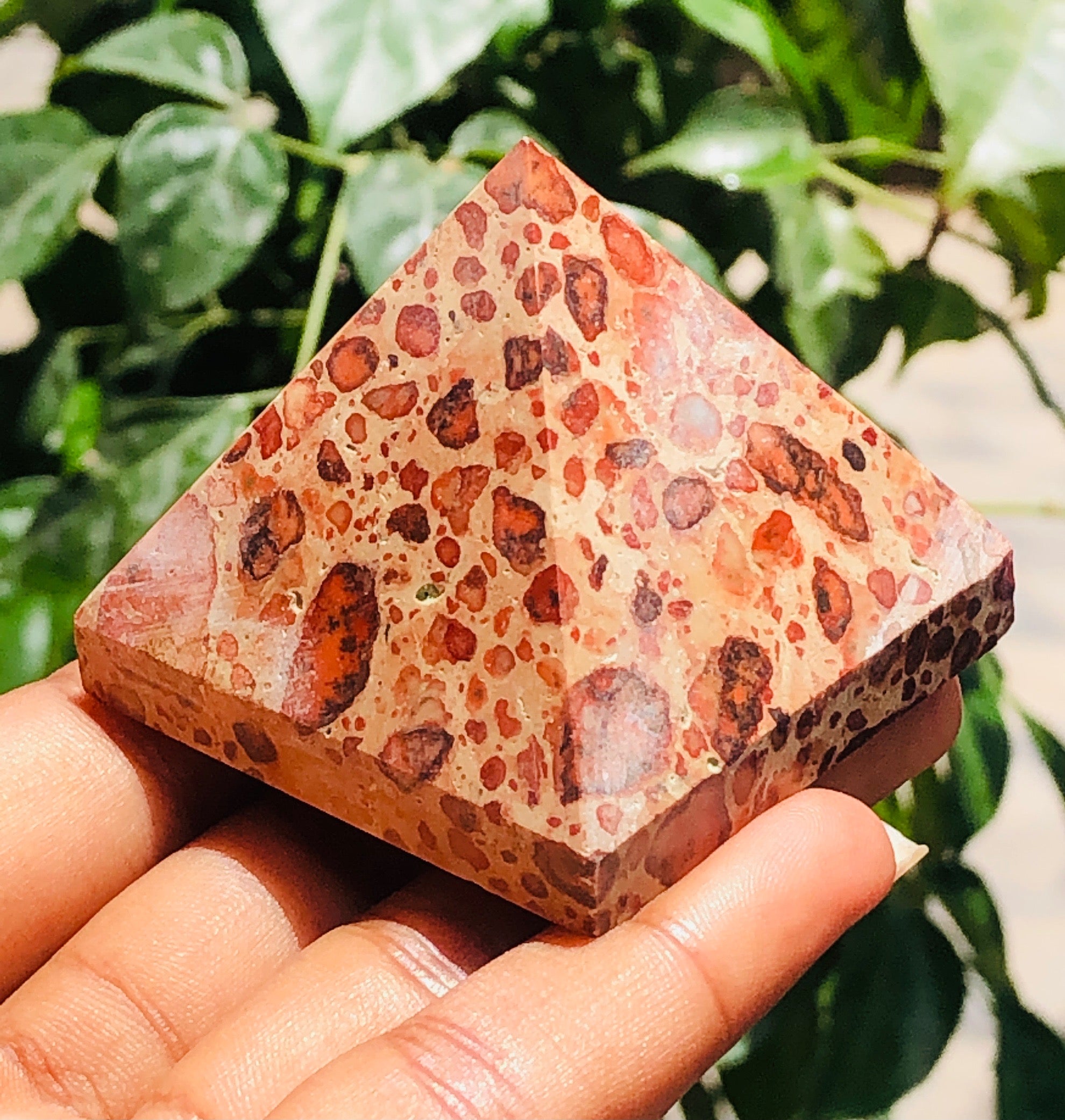 Beautiful 513.00 Cts Genuine Leopard Skin Jasper Healing Divine Crystal Specimen Pyramid