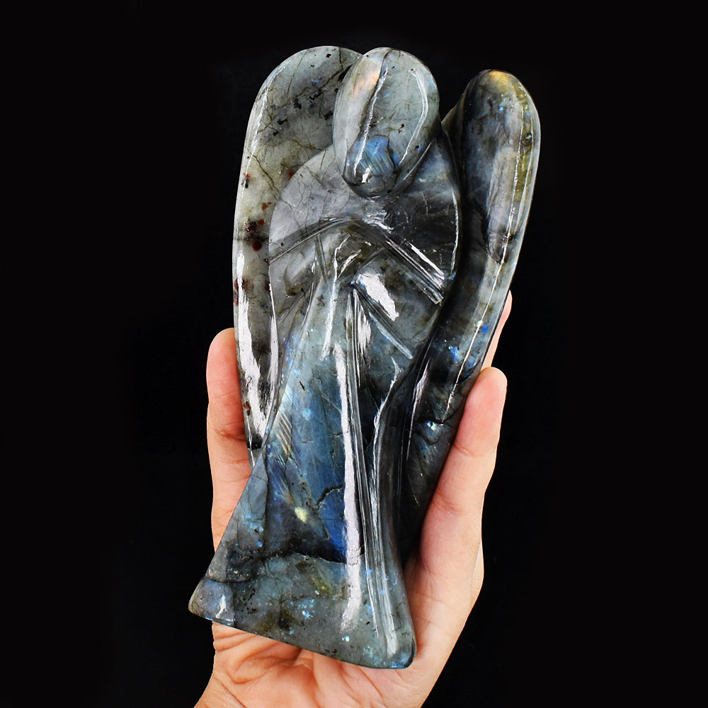 Blue Flash Labradorite 3613.00 Cts Genuine Hand Carved Healing Praying Gemstone Angel