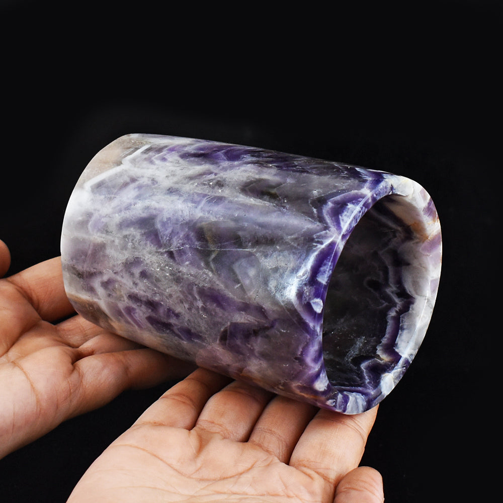 Craftsmen  2991.00 Cts Genuine Chevron Amethyst Hand Carved Crystal Gemstone Carving Glass