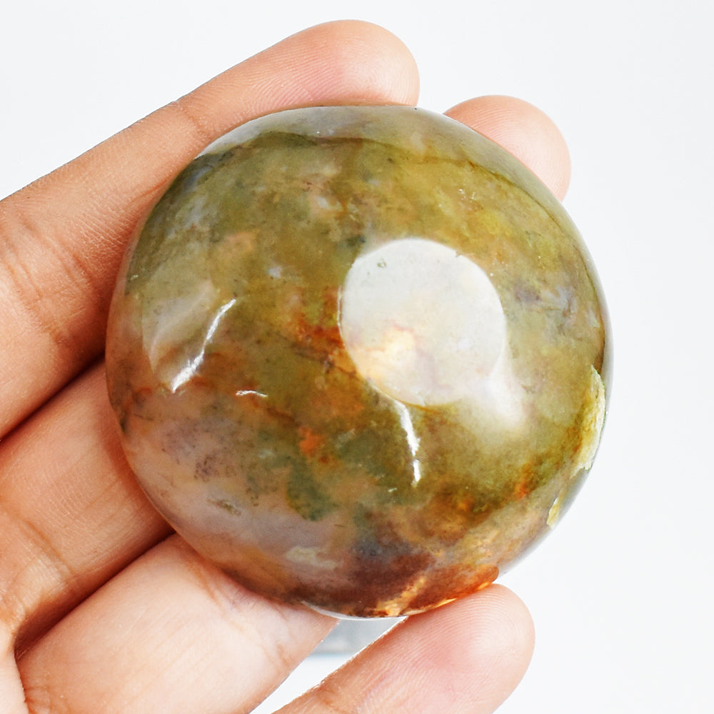 Gorgeous 116.00 Cts Genuine Moss Agate Hand Carved Crystal Gemstone Carving Bowl