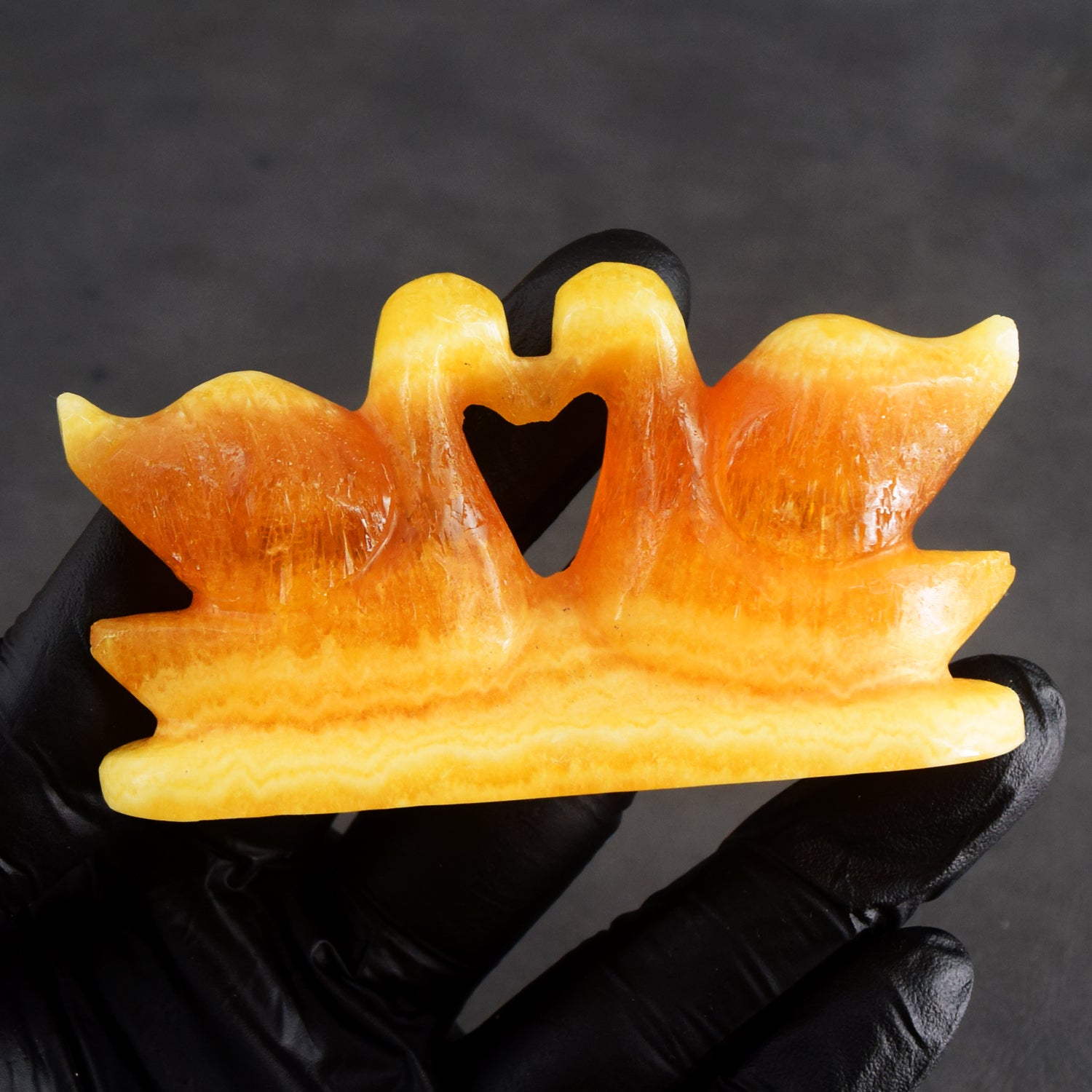 Awesome 526.00 Cts Genuine Yellow Rhodochrosite Hand Carved premium Love Swan Pair