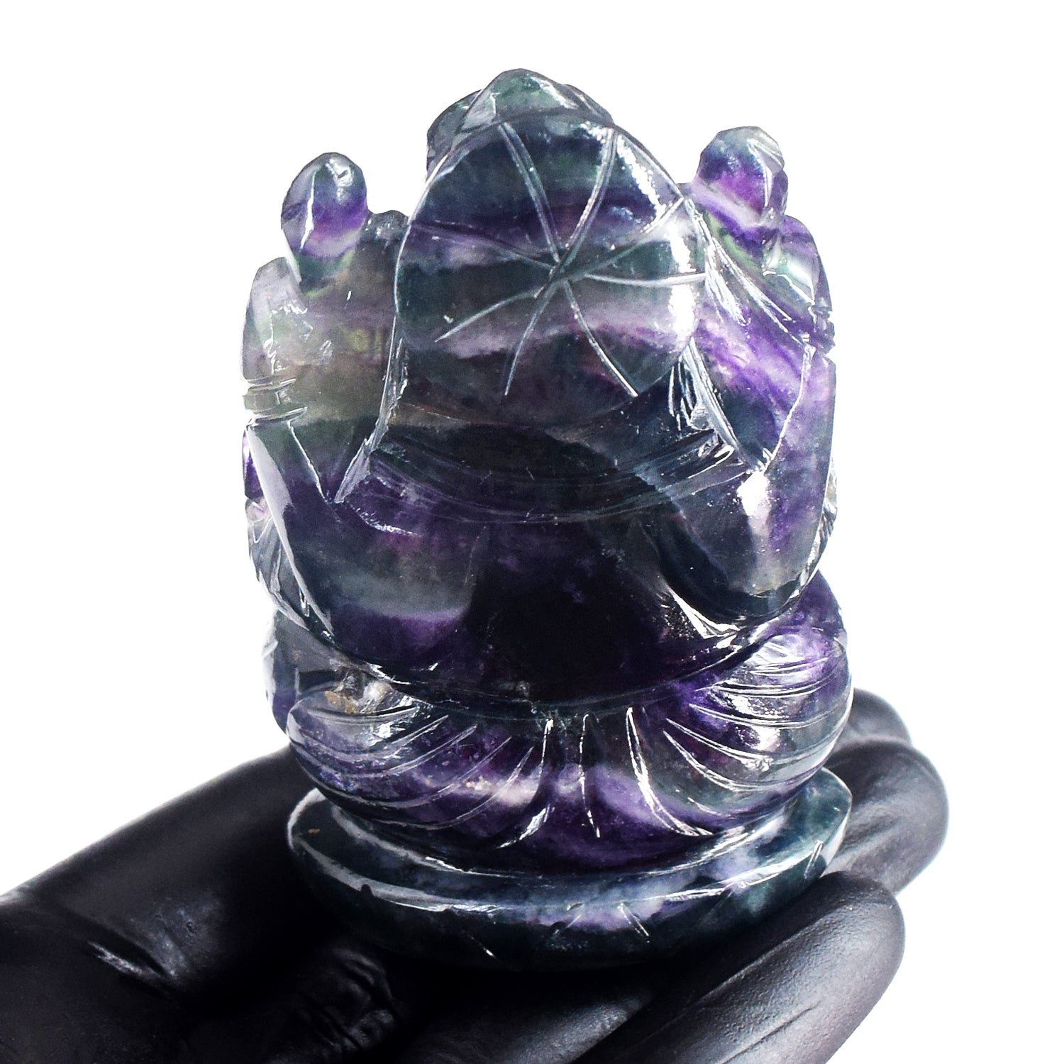 Awesome 1079.00 Cts Genuine Purple Fluorite Hand Carved Lord Ganesha Premium Crystal