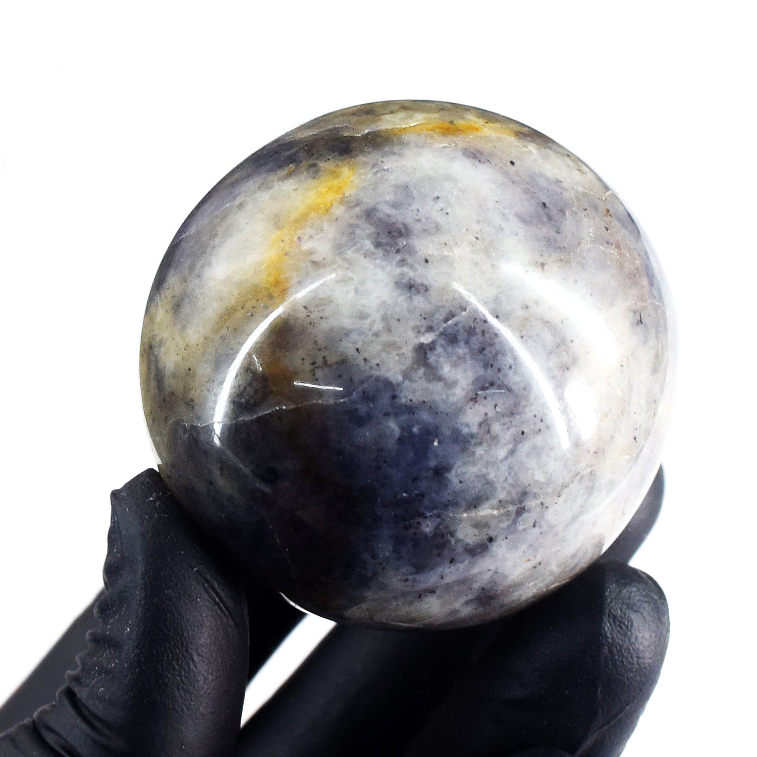 Artisian 830.00 Carats  Genuine  Blue  Iolite  Hand Carved Crystal  Healing  Gemstone  Sphere