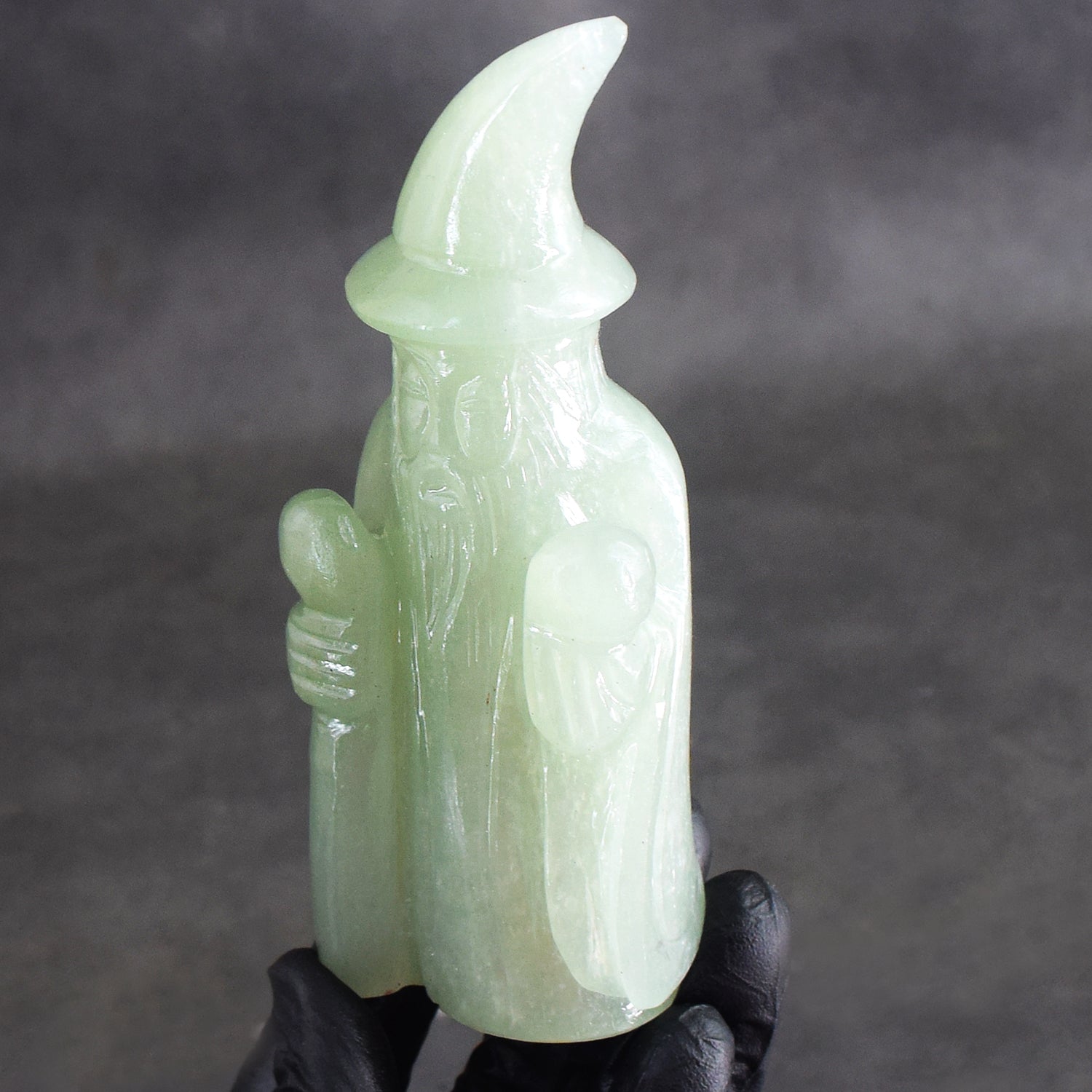 Exclusive 1092.00 Cts Genuine Green Aventurine Hand Carved Premium Crystal Wizard