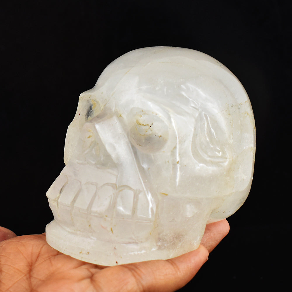 Craftsmen  2047.00 Cts  Genuine White Quartz Hand Carved Crystal Gemstone Skull Carving