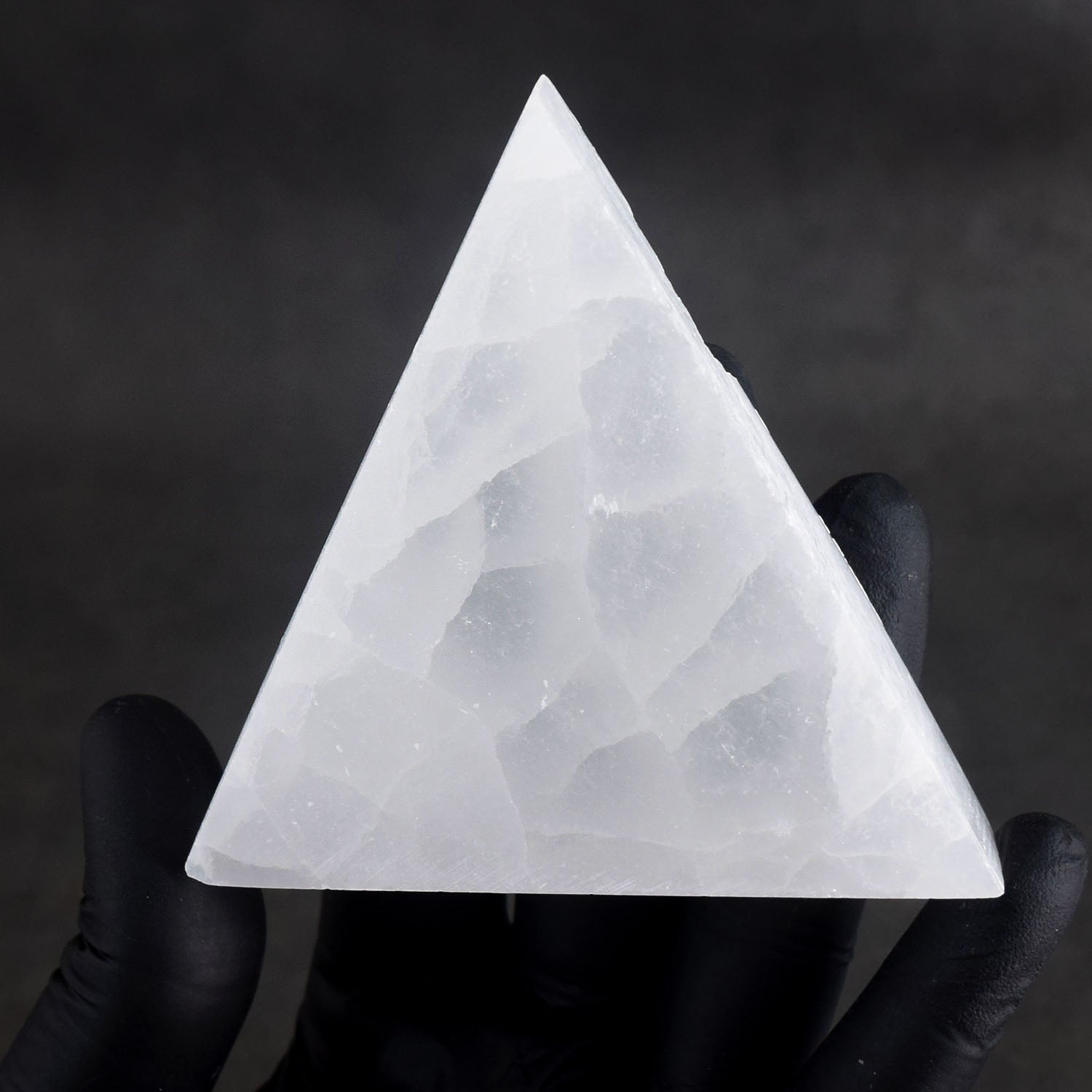 Majestic 650.00 Cts Genuine Selenite Healing Gemstone Crystal Triangle