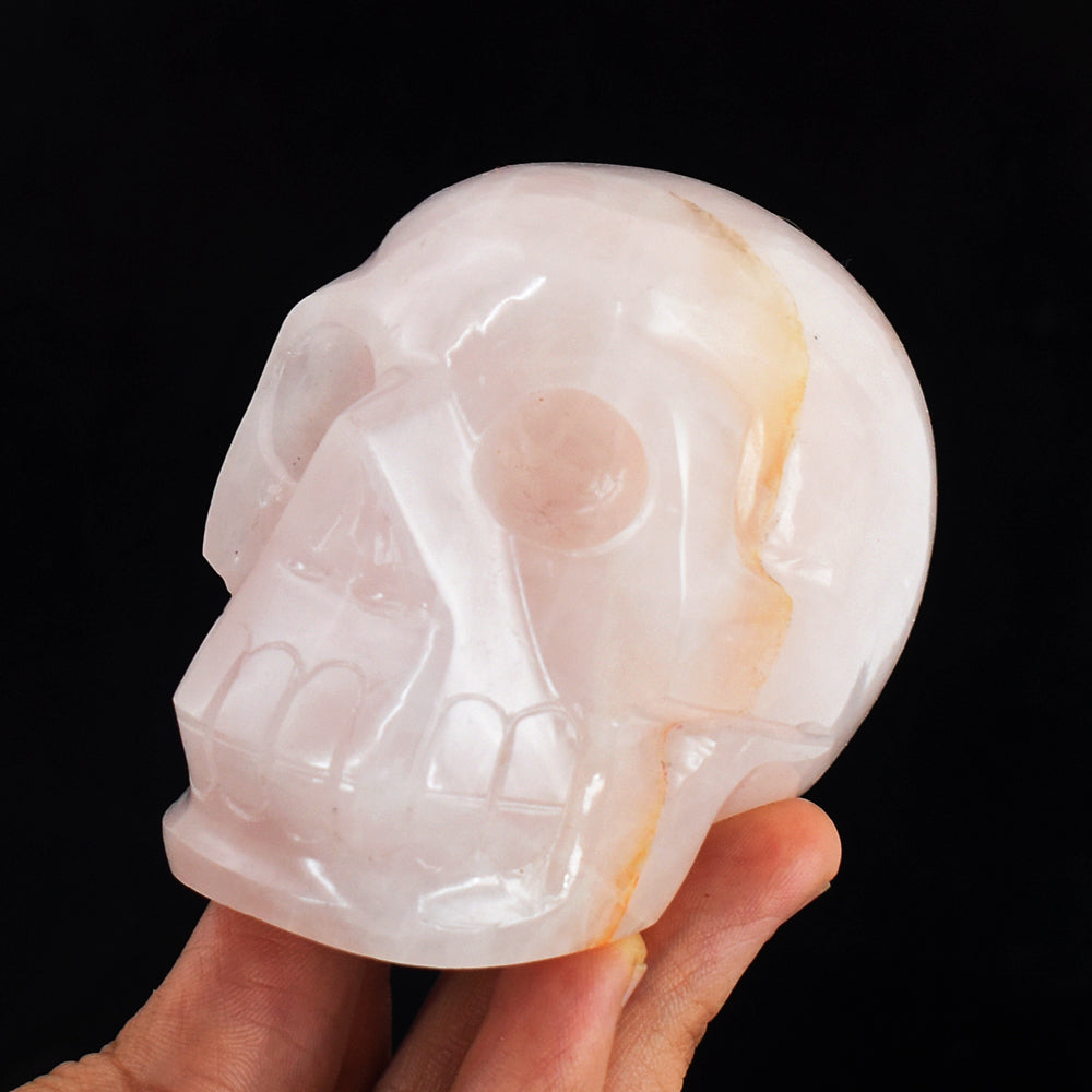 Genuine 1577.00 Cts Genuine Pink Rose Quartz  Hand Carved Crystal Gemstone Carving Skull