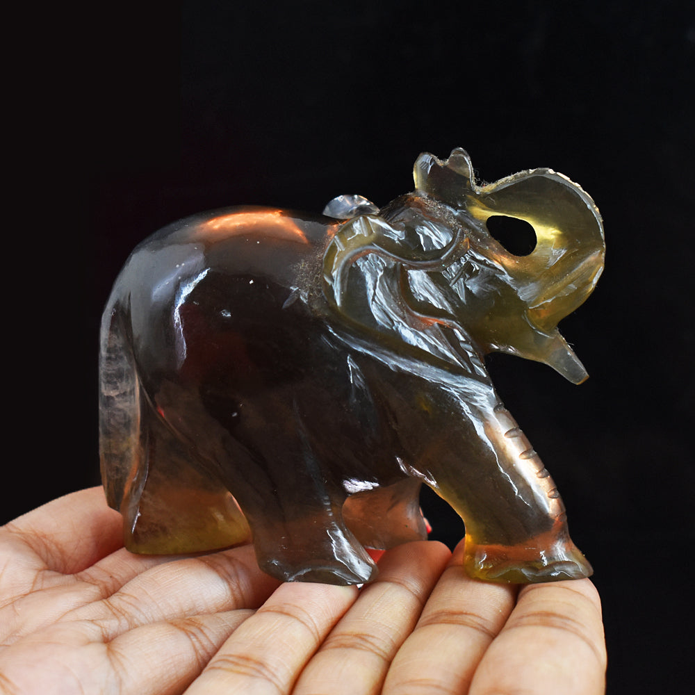 Amazing 1539.00 Carats  Multicolor  Fluorite Hand Carved Genuine Crystal Gemstone Carving Elephant
