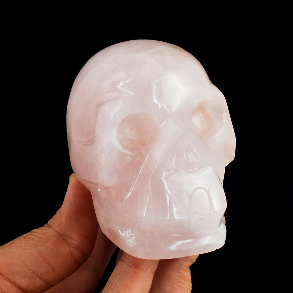 Genuine 1577.00 Cts Genuine Pink Rose Quartz  Hand Carved Crystal Gemstone Carving Skull