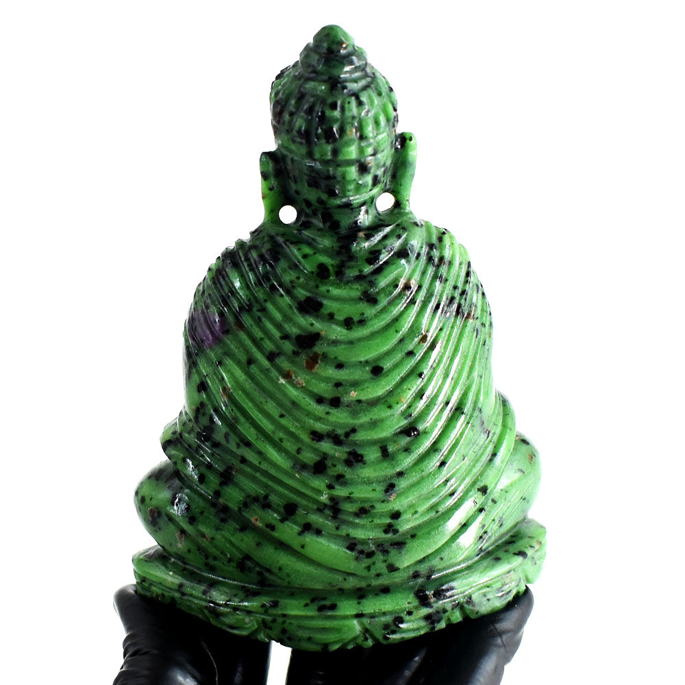 Beautiful 2372.00 Cts Genuine Ruby Zoisite Hand Carved Crystal Gemstone Buddha Idol Carving