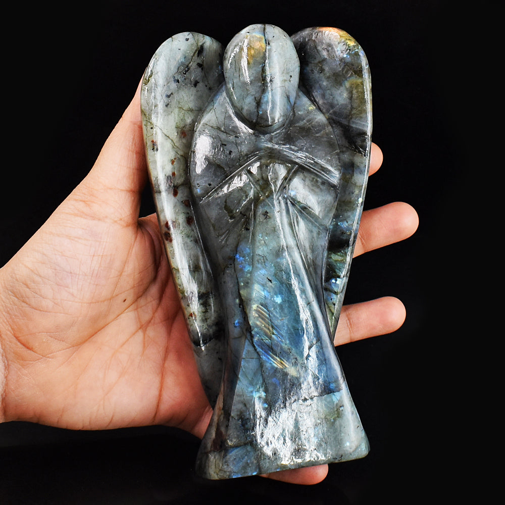Blue Flash Labradorite 3613.00 Cts Genuine Hand Carved Healing Praying Gemstone Angel