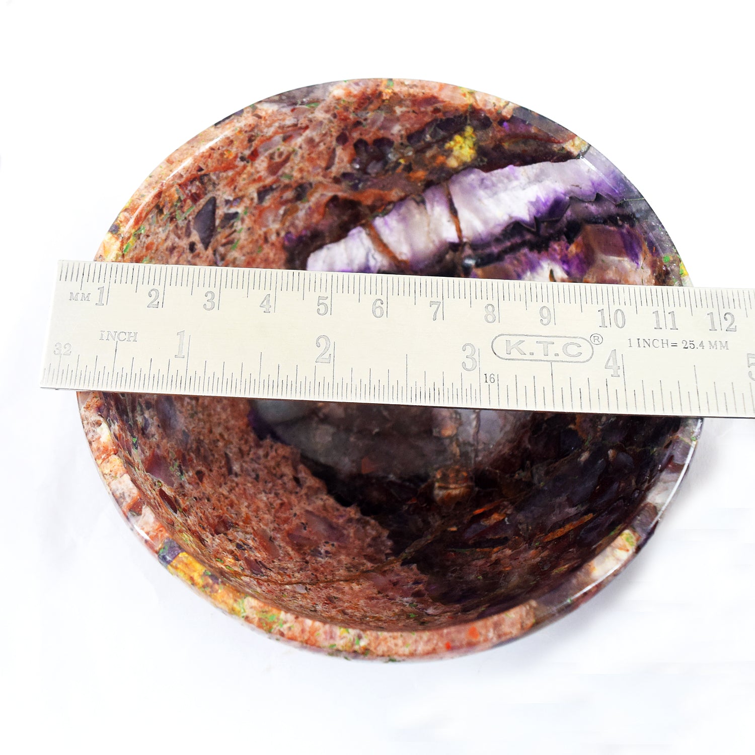 Amazing 1250.00 Carats Genuine Chevron Amethyst Hand Carved Crystal Gemstone Carving Big Bowl