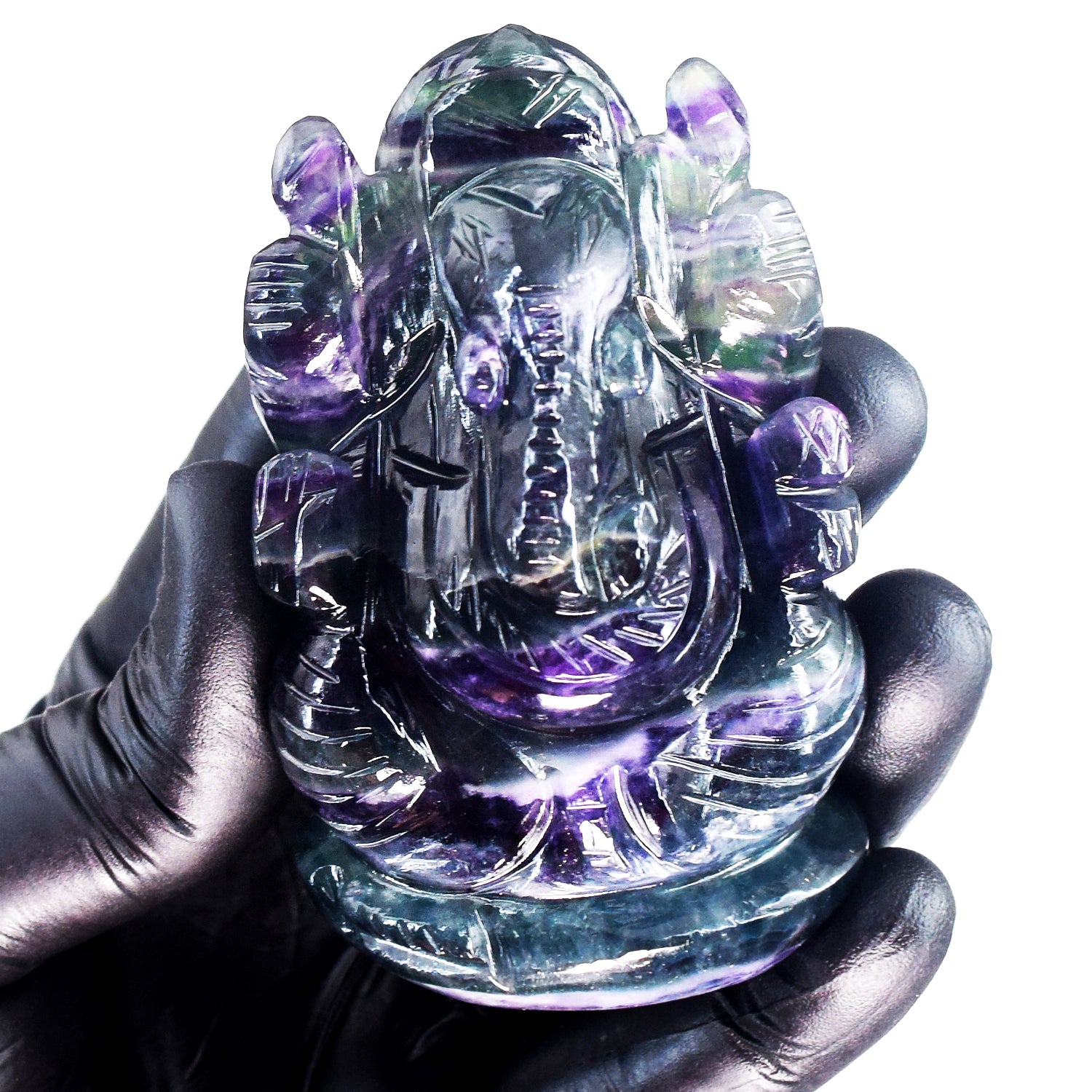 Awesome 1079.00 Cts Genuine Purple Fluorite Hand Carved Lord Ganesha Premium Crystal
