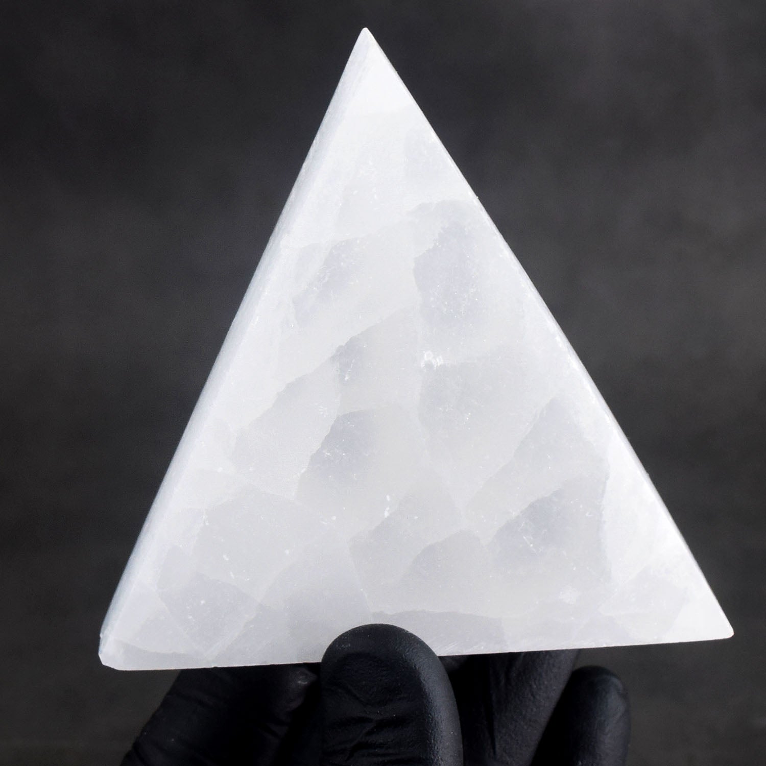 Majestic 650.00 Cts Genuine Selenite Healing Gemstone Crystal Triangle