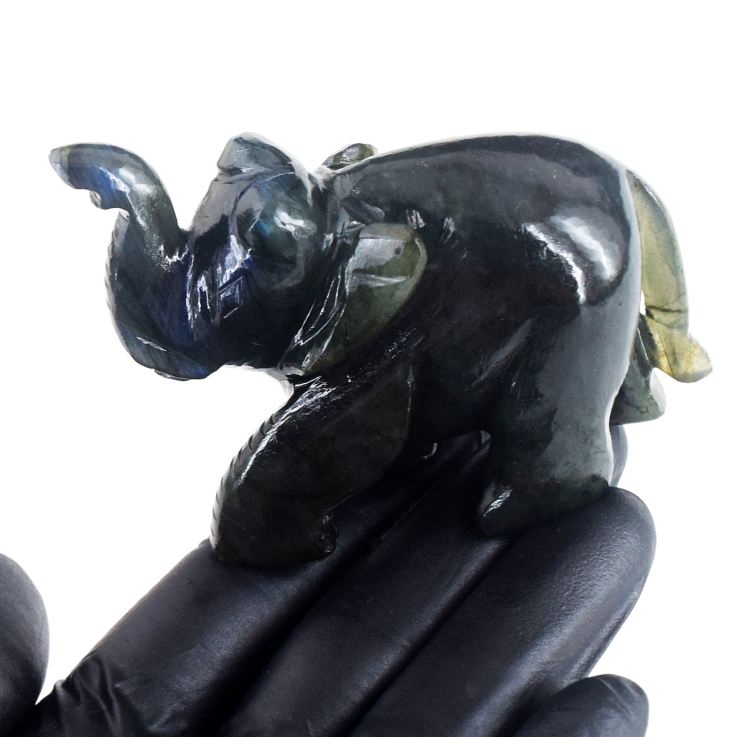 Amazing 741.00 Cts Genuine Blue Flash Labradorite Carved Crystal Premium Elephant