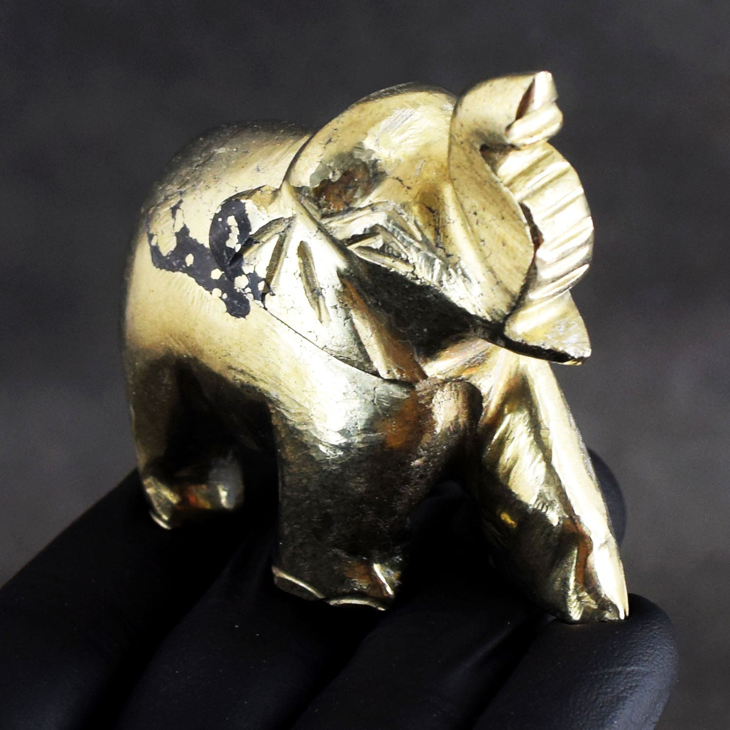 Impressive 872.00 Cts Genuine Pyrite Hand Carved Gemstone Premium Elephant Crystal