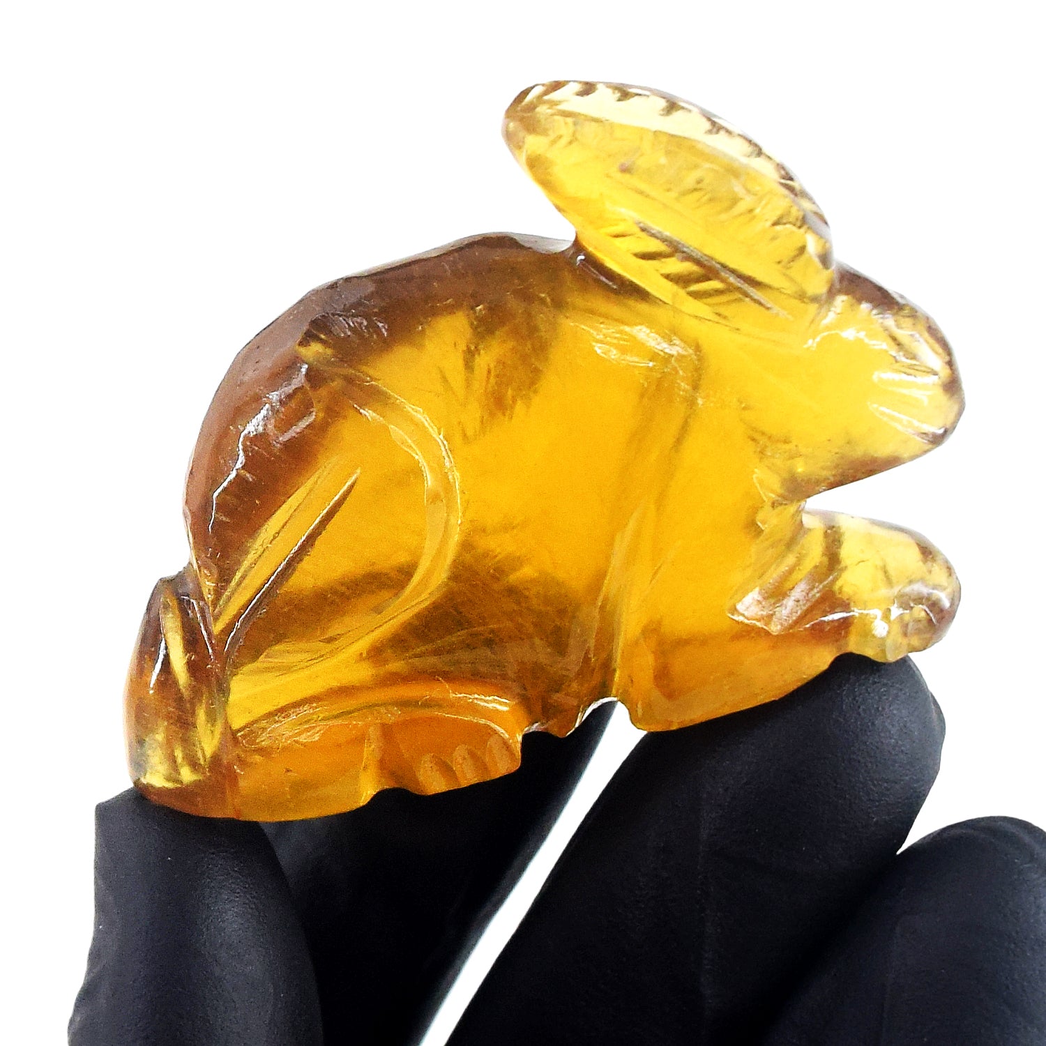 Natural 195.00 Cts Genuine Yellow Fluorite Carved Premium Crystal Bunny