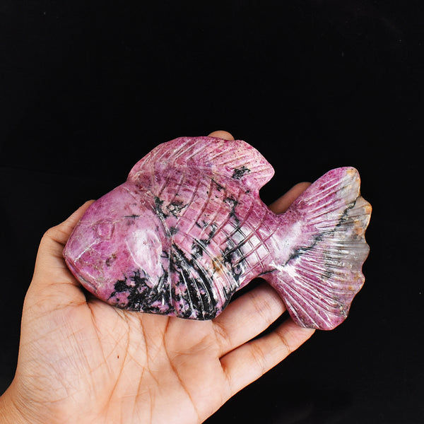 Stunning  2327.00 Cts  Genuine  Rhodonite  Hand  Carved  Crystal  Gemstone  Carving  Fish