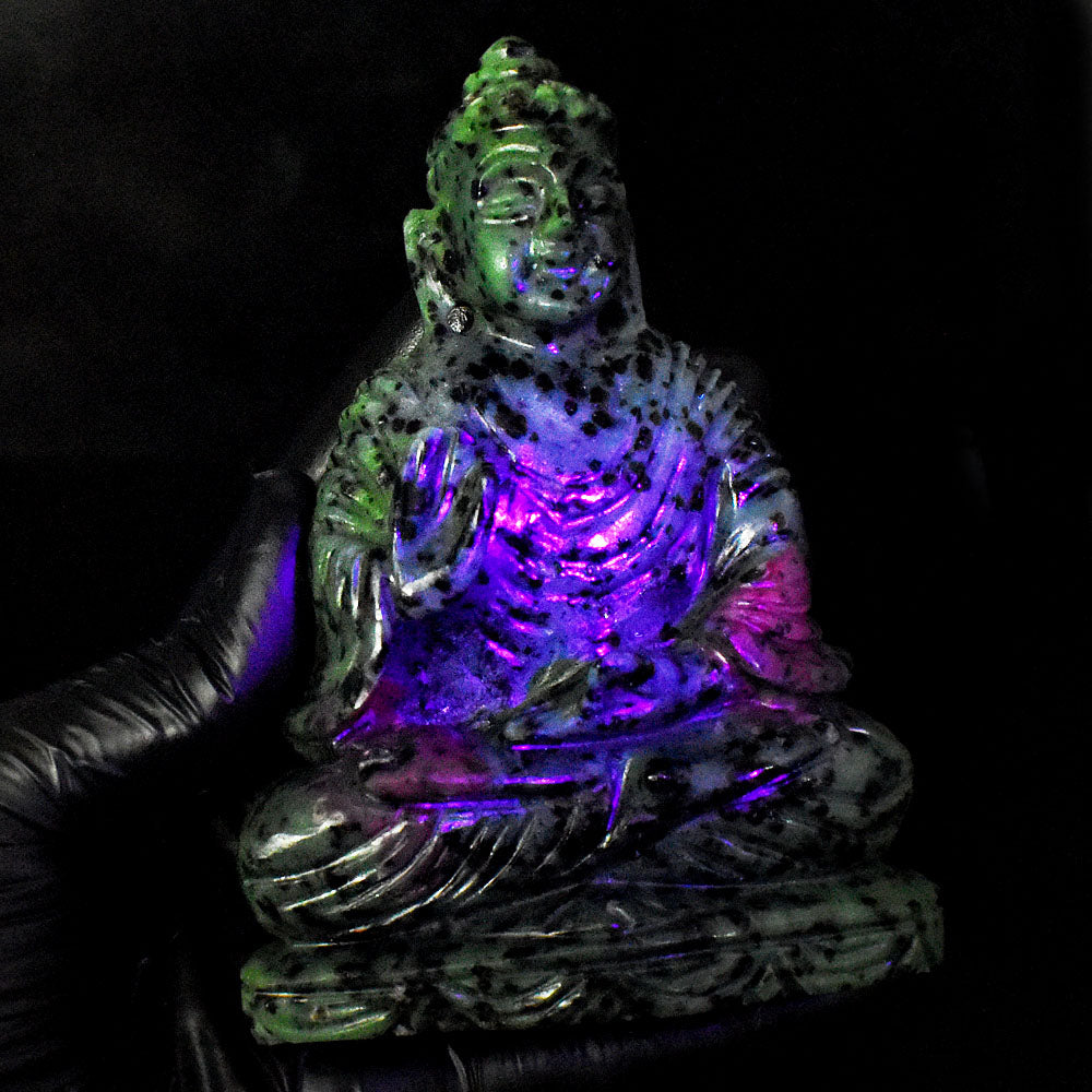 Beautiful 2372.00 Cts Genuine Ruby Zoisite Hand Carved Crystal Gemstone Buddha Idol Carving
