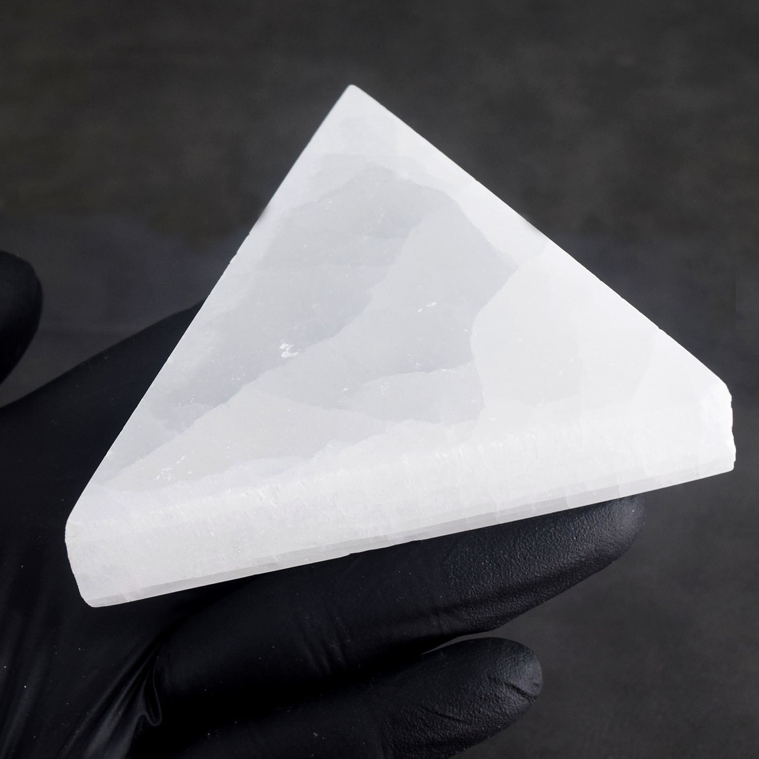 Majestic 650.00 Cts Genuine Selenite Healing Gemstone Crystal Triangle